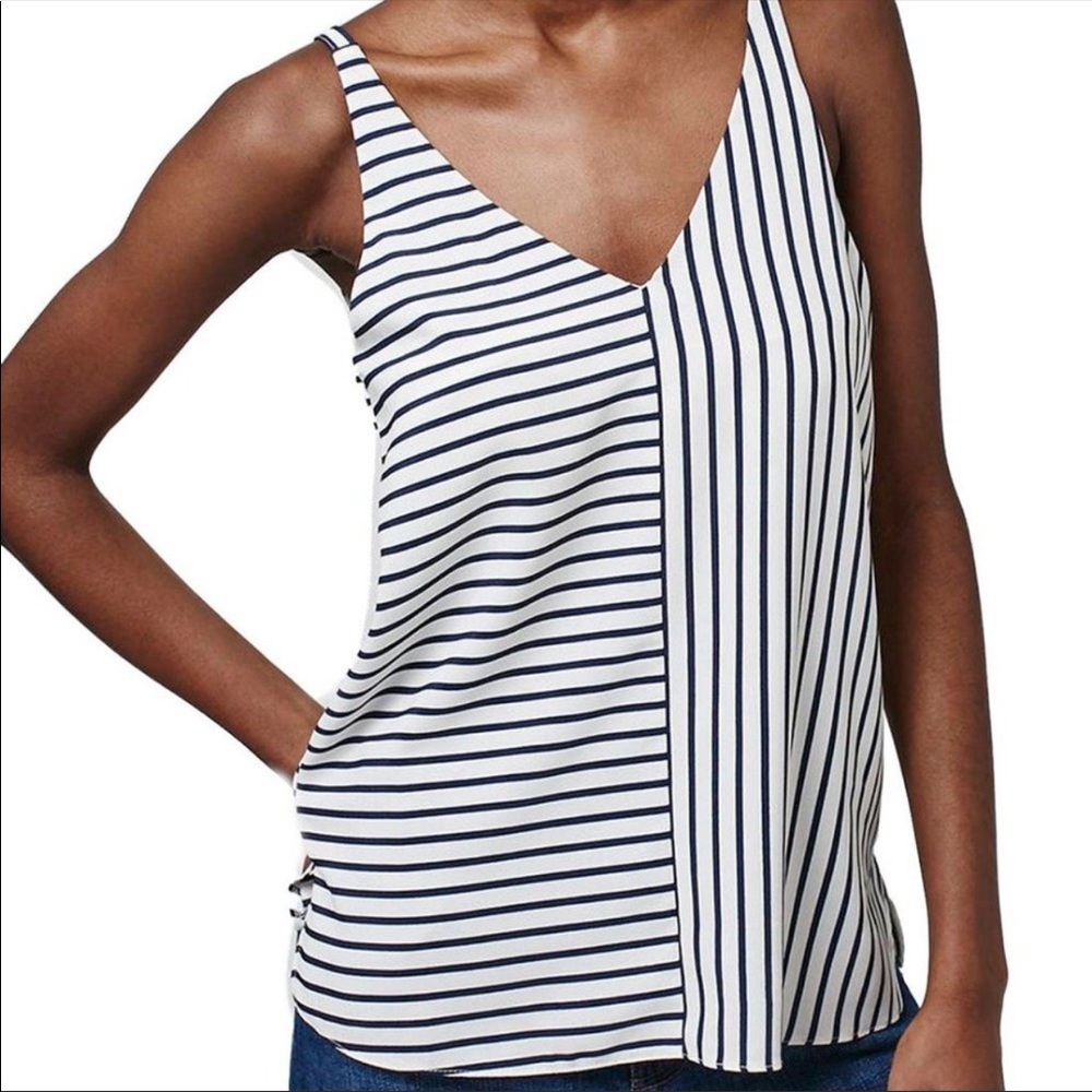 Topshop Striped Navy and White Camisole